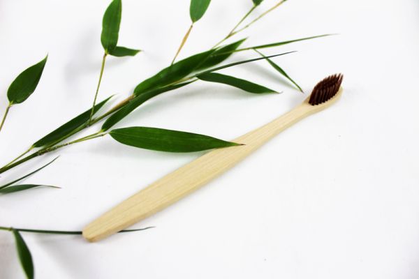 Bambus Zahnbürste mit braunen Aktivkohleborsten, nachhaltige Zahnbürsten