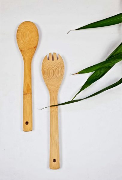 Bambus- Salatbesteck, 28 cm, 2-teilig